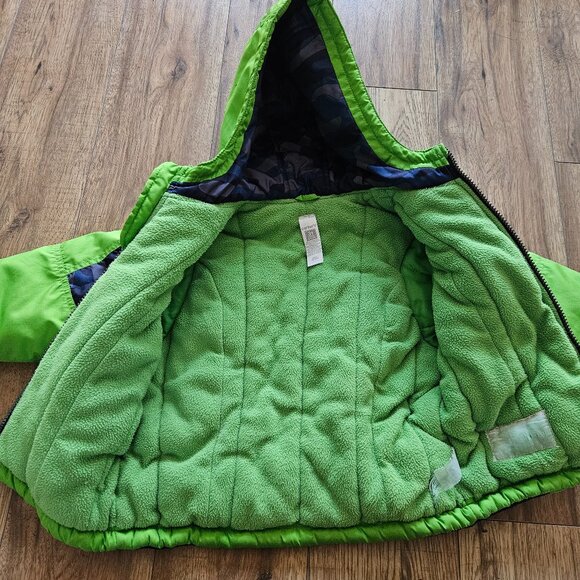 Carter's 3T Boys Blue and Green Dinosaur Winter Jacket - Picture 2 of 5